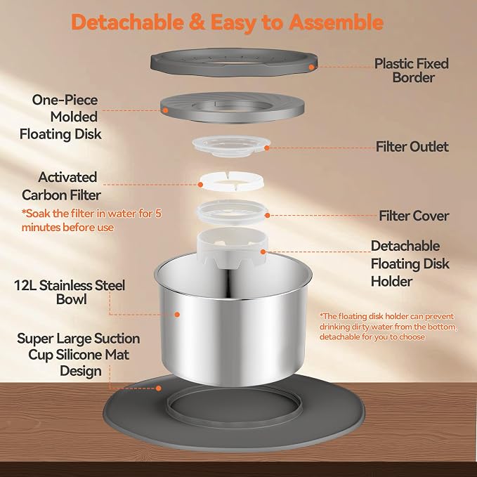 Decflow 12L No Spill Dog Water Bowl for Large Dogs, Stainless Steel Spill Proof Bowls with Suction Cup Anti-Skid Mat, Slow Drinking Feeder for Messy Drinkers, Heavy Duty Pet Bowls for Indoor/Outdoor - Image 7