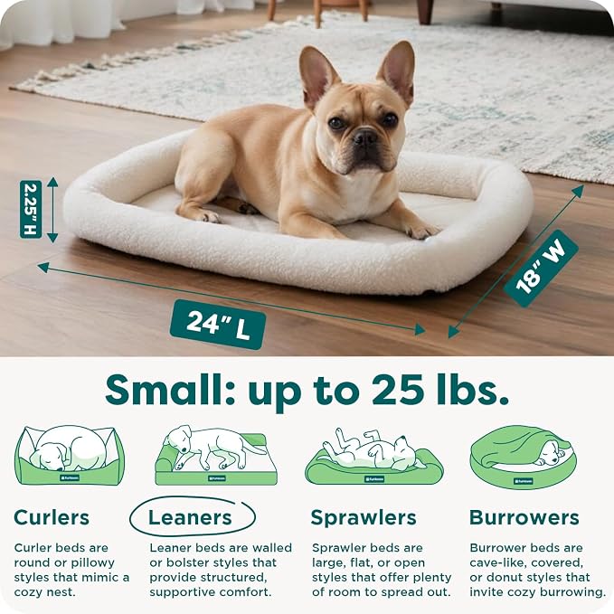 FurHaven Dog Bed for Small Dogs & Cats, Bolster Crate Pad with Soft Supportive Base for Carriers & Kennels, Machine Washable, Small, Sherpa Fleece, Cream - Image 3