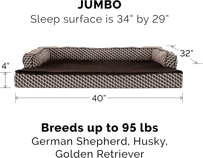 Furhaven Replacement Dog Bed Cover Comfy Couch Plush & Décor Sofa-Style, Machine Washable - Diamond Brown, Jumbo (X-Large) - Image 3