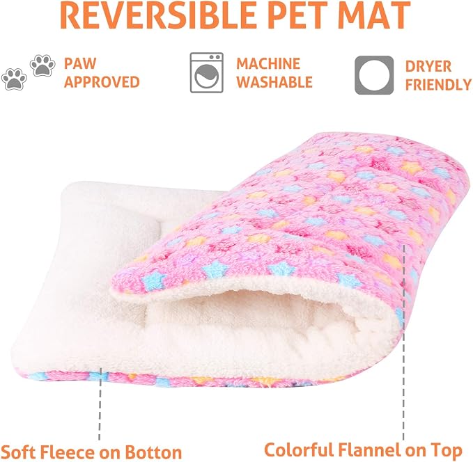 Mora Pets Dog Crate Pad - Ultra Soft Pet Bed With Cute Star Print, Washable Mat for Large Medium Small Dogs, Reversible Fleece Kennel Liner, Cat Bed 41 x 29 Inch Pink - Image 3