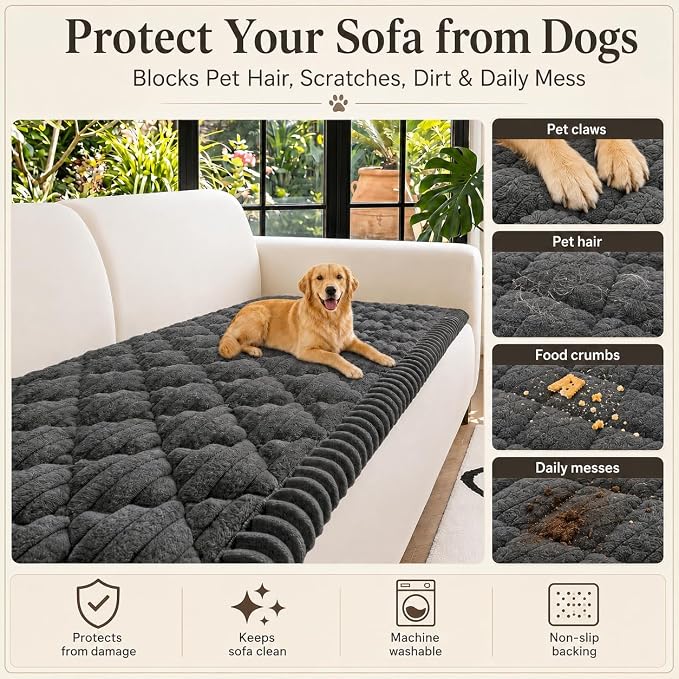 NILUOH Couch Cover for Dogs Washable, Non Slip Furniture Protector for Pet | Suitable for Leather & Fabric Loveseat/Small Couch, Prevents Pet Hair, Scratches & Stains, Pet Friendly, 27.6"x59" - Image 3