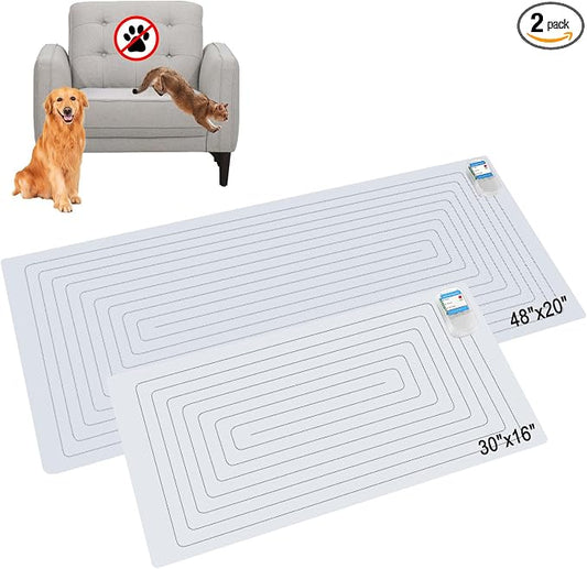 SEERWAY Scat Mat for Dogs and Cats, 2-Pieces Pet Training Mat with 3 Modes | Indoor Electric Shock Pad Keeps Pets Off Couch, Sofa, Countertop | 2 Sizes (48"x20" + 30"x16") by SEERWAY