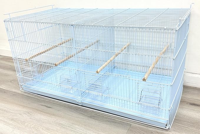 LOT of Two Extra Large 36" x 18" x 19"H Stackable Breeder Bird Flight Cage Removable Center Divider and Breeding Nest Doors with Removable Rolling Stand - Image 9