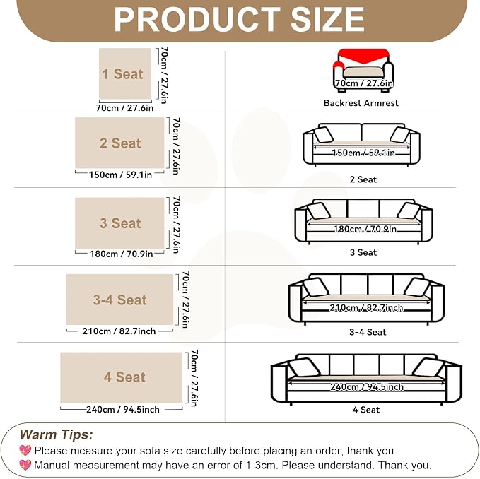 OTOB Couch Cover for Dogs Washable Pet Friendly, Non Slip Plush Fuzzy Love Seat Couch Covers Sofa Slipcovers, Geometric Jacquard Soft Pet Cushion Mat Protector All Seasons (Off White, 27.6" x 59.1") - Image 8