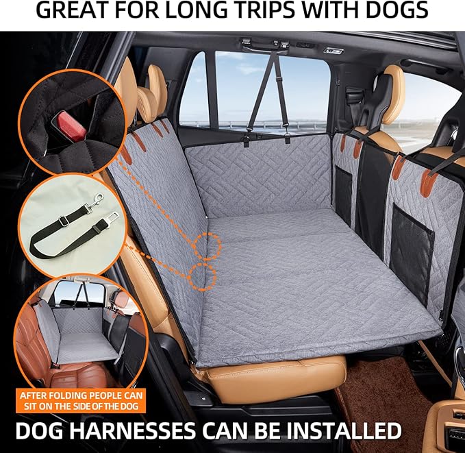 YJGF Hard Bottom Dog Car Seat Cover for Back Seat,Seat Extender for Dogs | Strong Support,More Rest Space,Waterproof, Scratch Resistant,Car Seat Protector,Dog Hammock for Car/SUV/Small Truck - Image 3