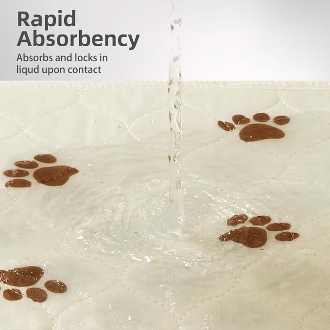 PUPTECK Washable Pee Pads for Dogs Dog Training Pads 2 Pack Beige 48x60 in | Reusable Puppy Potty Training Pads Whelping Mat Pet Food Feeding Mat Leakproof Fast Absorption Non-Slip for Couch, Crate - Image 7