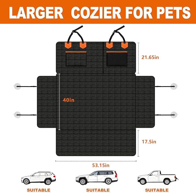 SUV Liner for Dogs, Waterproof Dog Trunk Cover with Bumper Flap Protector, PU Large Size Universal Fit, Black - Image 3