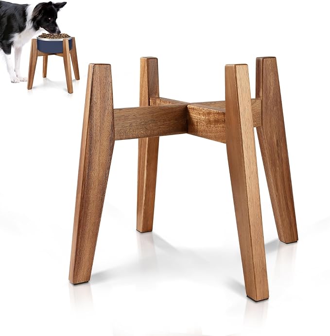 RAINBLELAND Raised Wooden Dog Bowl Stand for Large Dogs, Fits 9 Inch Bowls | Solid Acacia Hardwood with a premium furniture-quality design that complements modern home décor. by RainbleLand