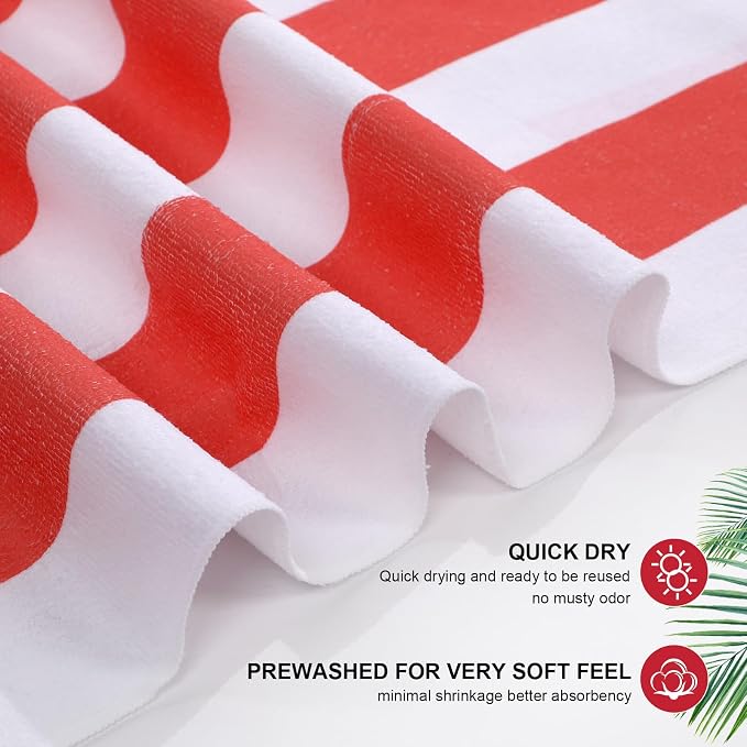 EBOOT 10 Pack Oversized Beach Towel Set Extra Large Pool Towels Microfiber Quick Dry Swim Blanket for Adult Women Men Face Hand Body Bath Travel Pool(Fancy Color,28 x 59 Inch,Cabana Stripe) - Image 3