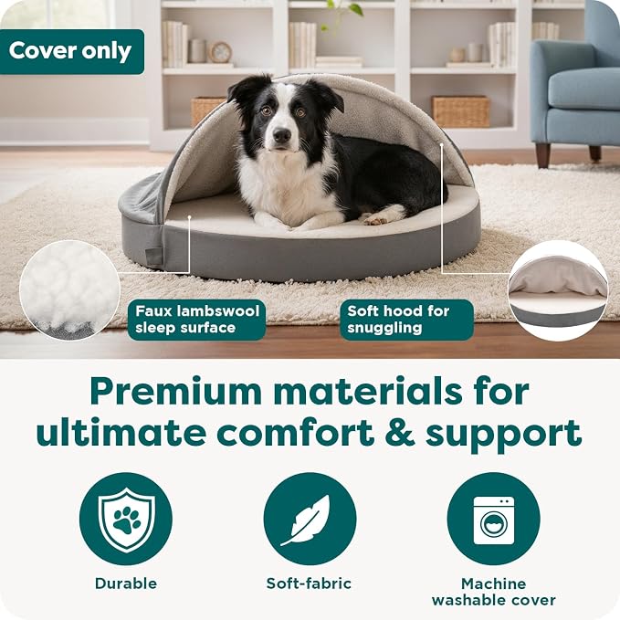 FurHaven Replacement Dog Bed Cover for Sherpa & Suede Snuggery, Fits Cool Gel-Top Foam Beds & Solid Orthopedic Foam Beds, Machine Washable, Jumbo XL (44 inch), Gray - Image 5