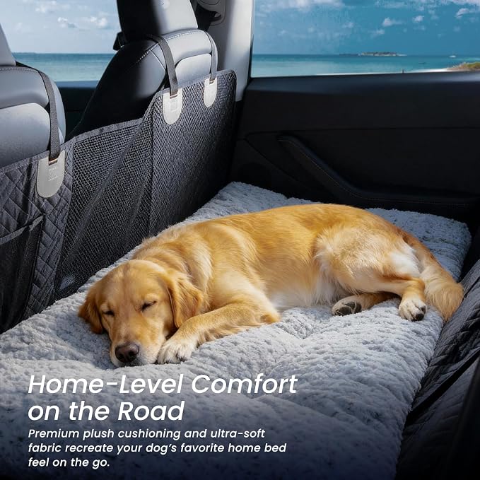 3.5" Thick Deluxe Plush Dog Bed Mat for Car, Comfy Dog Seat Cover, Pet Bed & Seat Cover Protector, Washable & Anti-Slip Travel Pet Mat, Fit for Backseat Extenders of Cars Trucks SUVs, 54" x 25” - Image 2