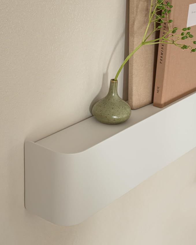 Kazai. Coat Rack Wall Mount with Shelf 'Tone' | Modern Design Coat Hanger with Hidden Hooks and Storage | Hat Rack with Shelf in Metal | Wall-Mounted Purse Organizer | White - Image 2