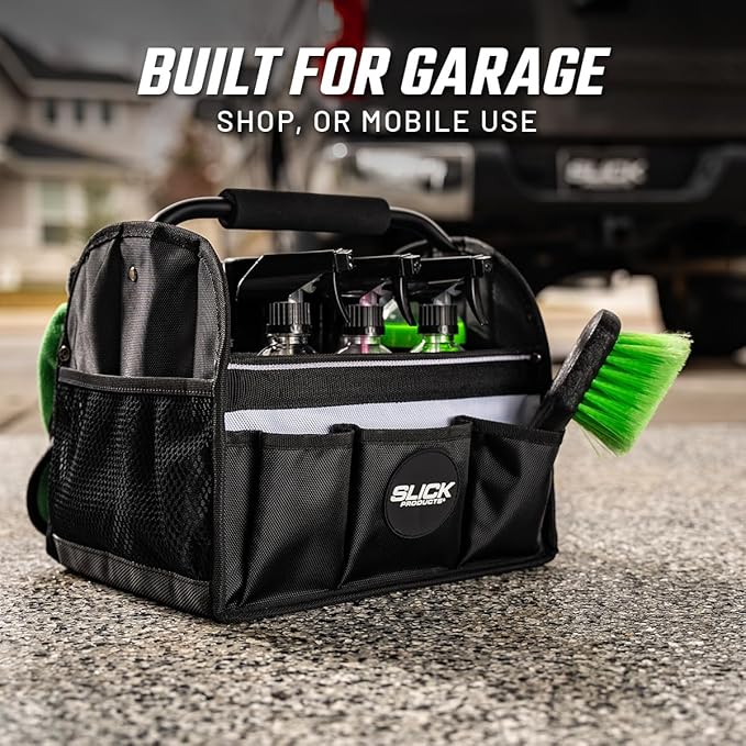 Slick Products Mobile Detailing Storage Caddy – Car Wash Organizer Tote for Detailing Supplies, Tools & Cleaning Products – Heavy-Duty Portable Storage with Carry Handle - Image 6