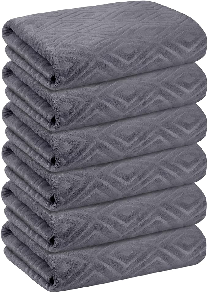 JML Microfiber Bath Towels Set, Grey, 30" x 60", 6 Pack | Oversized, Soft, Super Absorbent,Fast Drying, Perfect for Shower, Sauna,Gym, Fitness, Yoga - Image 2