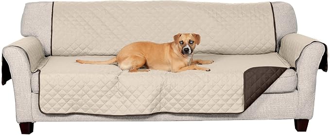 Furhaven Water-Resistant & Reversible Large Sofa/Couch Cover Protector for Dogs, Cats, & Children - Two-Tone Pinsonic Quilted Living Room Furniture Cover - Espresso/Clay, Large Sofa - Image 2