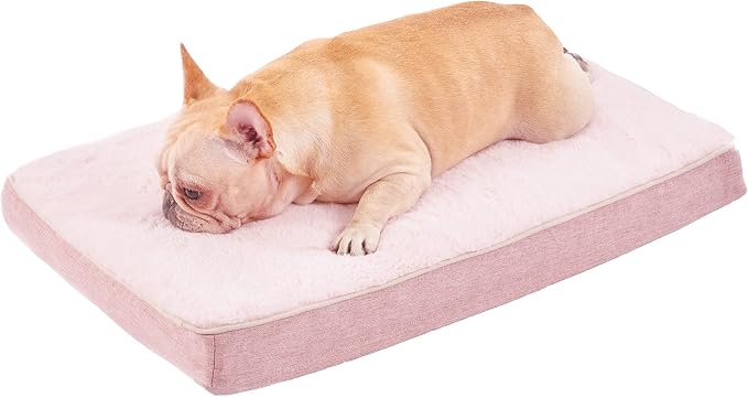 WATANIYA PET Memory Foam Medium Dog Bed, Cooling Dog Beds for Medium Dogs, Washable Orthopedic Pet Bed for Crate with Joint Relief Memory Foam, Waterproof Liner and Plush Cover (Pink) by WATANIYAPET