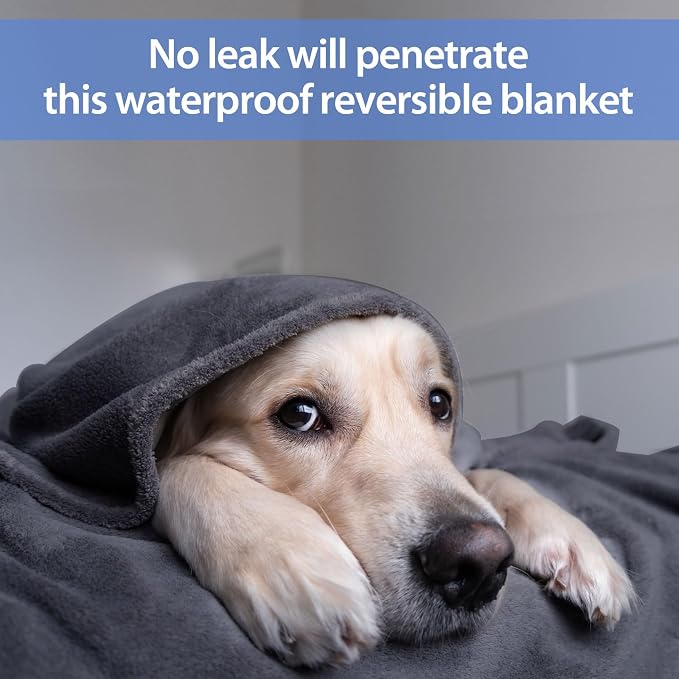 Waterproof Blanket for Bed Sofa, 60"x40" Leakproof, Slate Grey/Cool Grey | Scratch-Resistant Leakproof Pet Throw Blanket Machine Washable Reversible - Image 8