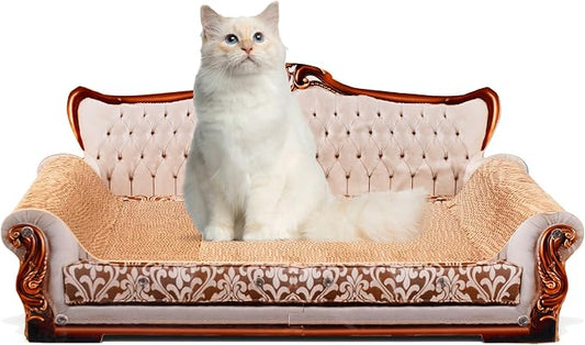 COOZMENT Scratching Sofa, Couch Shaped Thick Scratching Cardboard, Lounge Bed for Indoor Rest&Play, Sofa Scratcher Pad (Silver, 27.6" L X 12.4" W X 11.8" H) by COOZMENT