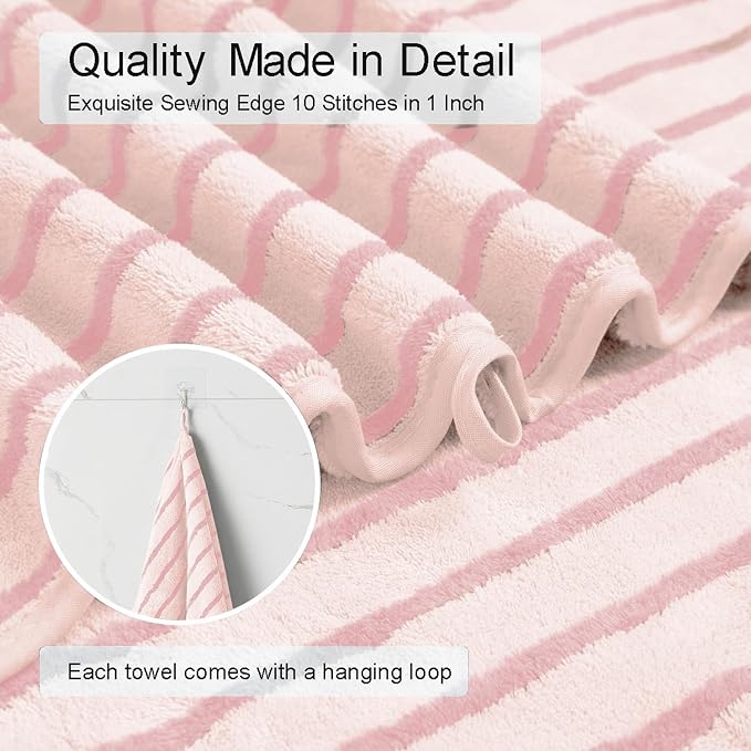 Mistyrose Bath Towels,4 Pack Pink 35"x70" Large Bath Towels Microfiber Absorbent XL Bath Sheets Super Soft Towels for Bathroom Quick Dry Oversized Shower Towels for Family Hotel Spa Gym - Image 4