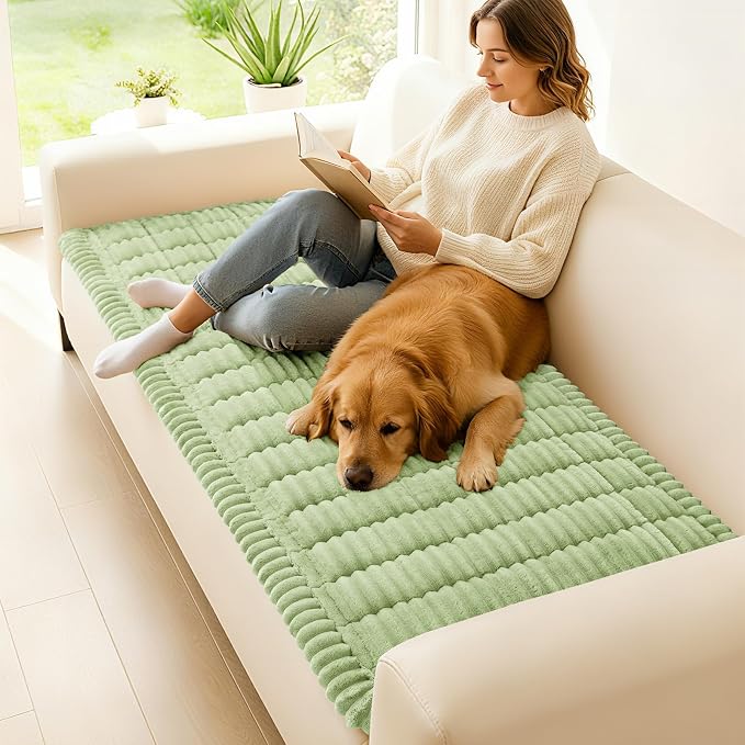 hyha Couch Cover for Dogs, Washable Non Slip Plush Flannel Sofa Protector | Thick Flannel, Silicone Anti-Slip Backing, Pet Hair & Scratch Protection, Fits Sofa & Loveseat (27.6" x 70.9") - Image 2