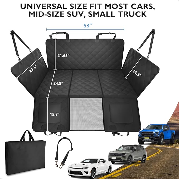 Back Seat Extender for Dogs-Large Space, Hard Bottom Egg Crate Foam Soft Dog Car Seat Cover, Sturdy Backseat Extender for Dogs, Waterproof Pet Car Bed Dog Hammock for Car, SUV, Truck - Image 5