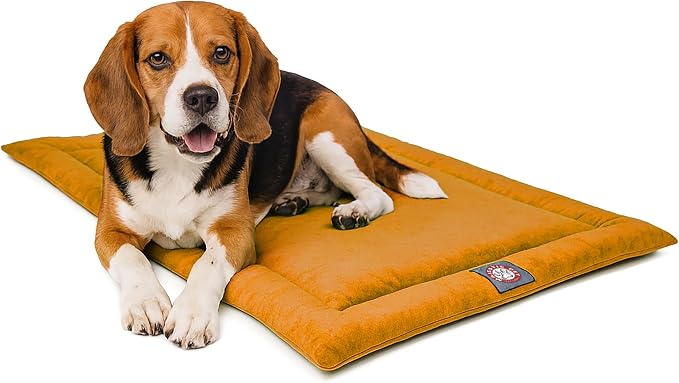 Majestic Pet Orthopedic Memory Foam Dog Crate Mat - Plush Pet Bed Pad for Crates & Kennels | USA Crafted | 36"x23" Villa Orange by MajesticPet