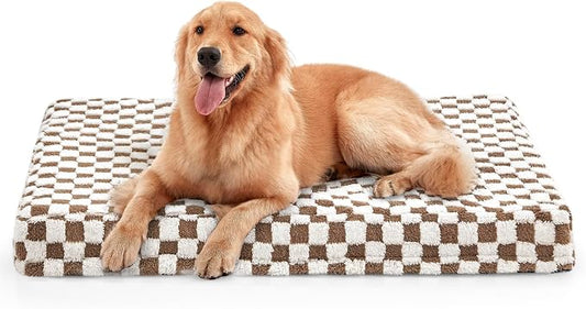 JOEJOY Orthopedic Dog Bed for Large Dogs, Memory Foam Pet Bed with Removable Washable Cover, Cozy Plush Crate Mat, 47×29", Brown by JOEJOY