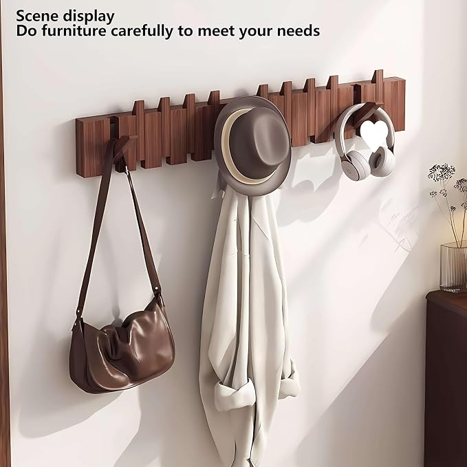 Wall Mounted Hangers with Piano Keys, Natural Solid Wood Hangers Suitable for wardrobes, Kitchens, bedrooms, bathrooms, and Entrance Hangers - Image 11
