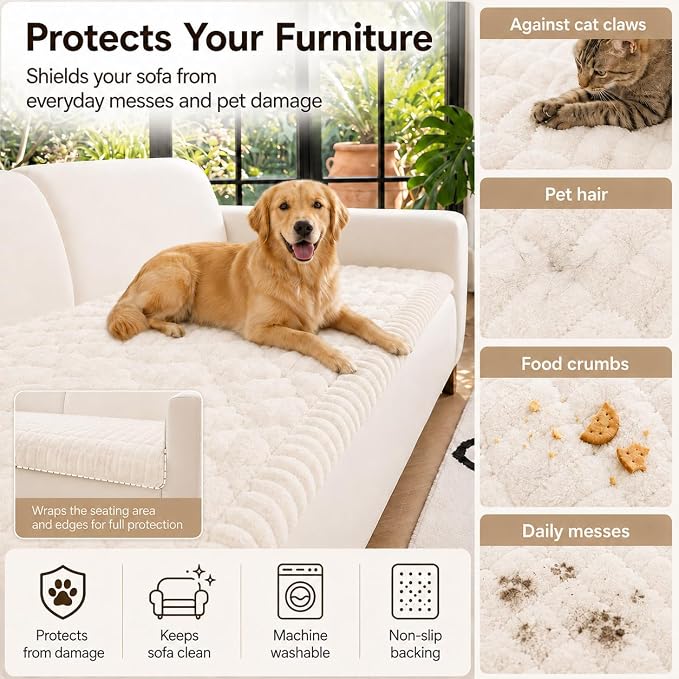 NILUOH Couch Cover for Dogs Washable, Non Slip Furniture Protector for Pet | Suitable for Leather & Fabric Loveseat/Small Couch, Prevents Pet Hair, Scratches & Stains, Pet Friendly, 27.6"x59" - Image 3