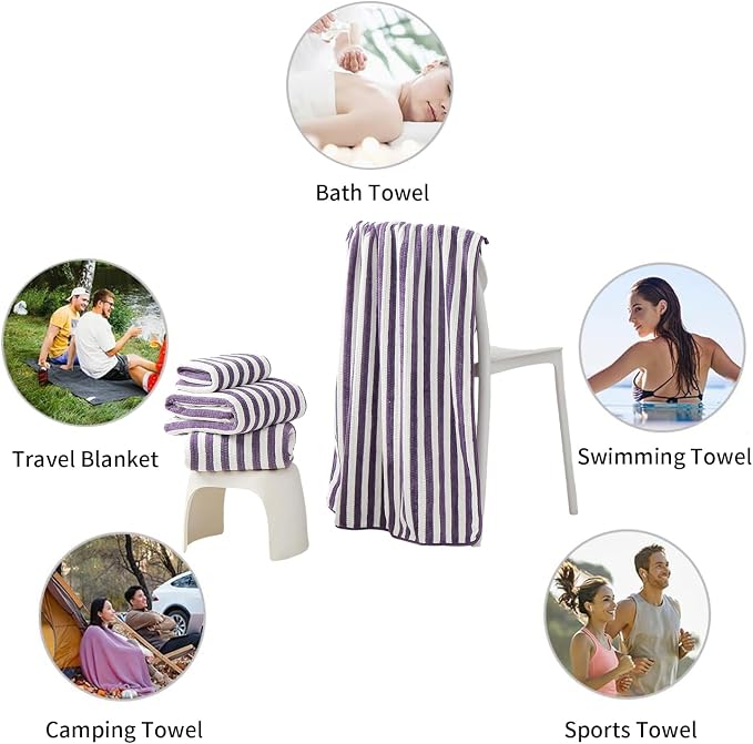 18-Piece Microfiber Bath Towels Set - 6 Bath Sheet, 6 Hand Towels, 6 Washcloths, Soft, Highly Absorbent Bathroom Towel, Quick Dry & Less Lint Shower towel for Bathroom, Hotel, Spa, Dorm-Dark Purple - Image 8