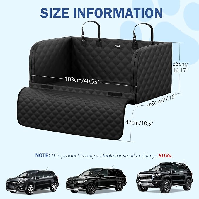Pecute SUV Cargo Liner for Dogs, Water Resistan Pet Trunk Cover with Soft Cushion, Non-Slip Dog Back Seat Mat for SUVs Sedans with Bumper Flap Protector, Padded, Black - Image 7