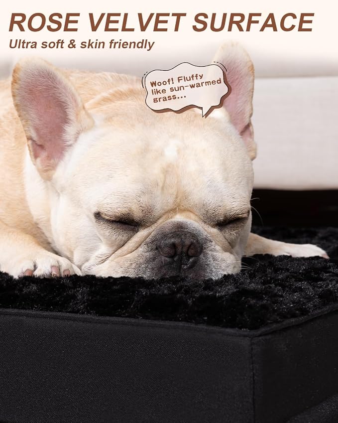 KSIIA Washable Dog Bed for Crate Waterproof for Medium Dogs,29x18 in,Black | 3in egg crate foam,orthopedic support,Soft rose velvet,3ply waterproof fabric,removable cover,anti-slip base,washable - Image 2