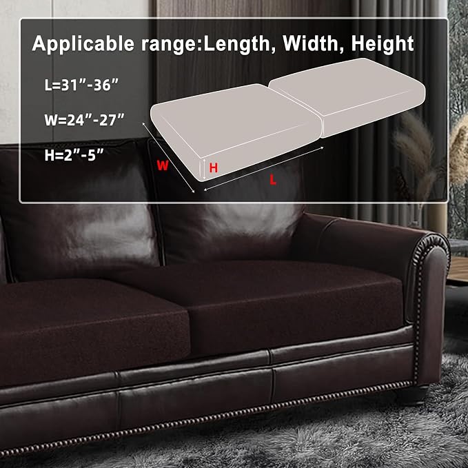 ANARACHON Leather Look Couch Cushion Covers Sofa Seat Slipcovers Sets Couches Furniture Protector for Sectional Armchair Loveseat Pets Kids Stretch Spandex Fabric (2 Cushion Sofa, Chocolate) - Image 3