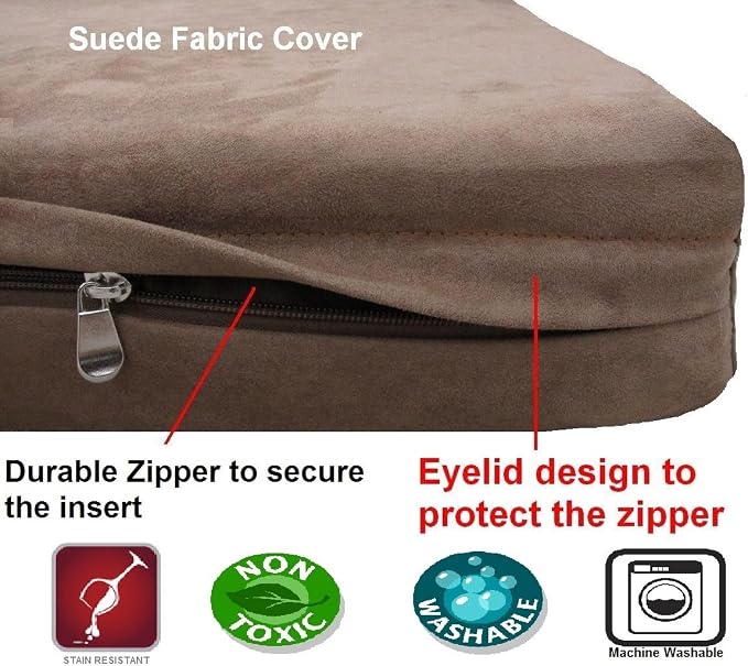 Dogbed4less Orthopedic Waterproof Durable Gel Cool Memory Foam Dog Bed for Large Dogs, Microsuede in Brown Color, Jumbo 55X47X4 Inches - Image 4