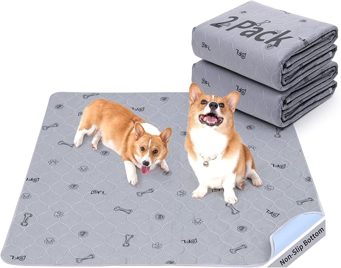 Washable Pee Pads for Dogs, 2Pack Puppy Pads Washable with Bone Print,Absorbent Reusable Whelping Pads Non-Slip Dog Mats for Floor Protector, Couch Cover, Crate, Potty Training 31x36 | Reusable, Non-Slip, Waterproof, Machine Washable, Whelping, Potty T... by PICKFORLIFE