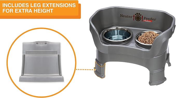 Neater Feeder Deluxe Mess-Proof Elevated Dog Bowls for Medium Dogs (19–40 lbs), 2 Height Adjustable (10” & 12.5”) No-Spill Raised Dog Bowl Stand, Stainless Steel Food Bowl Set, Made in USA, Gunmetal - Image 6