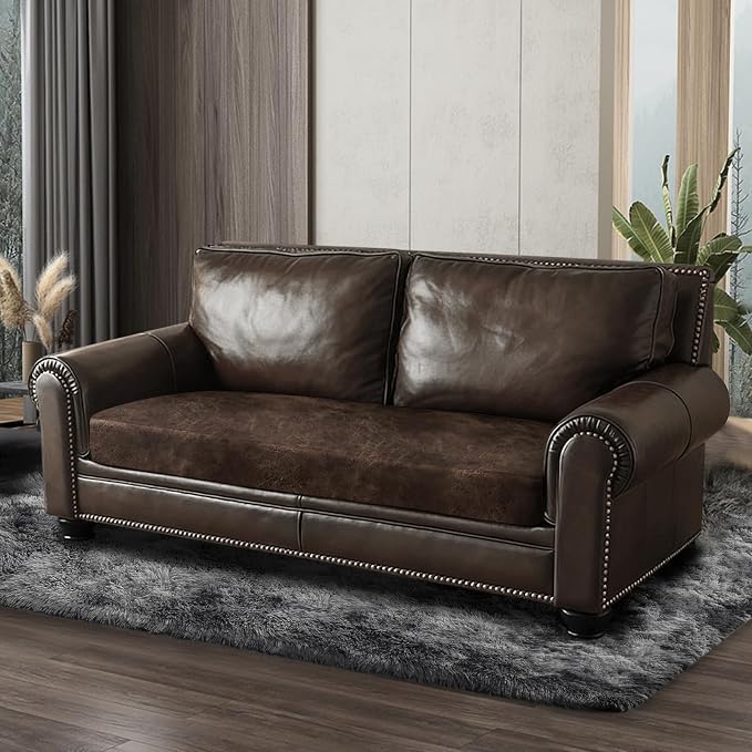 ANARACHON Leather Look Couch Cushion Covers Sofa Seat Slipcovers Sets Couches Furniture Protector for Sectional Armchair Loveseat Pets Kids Stretch Spandex Fabric (1 Cushion Loveseat, Brown) - Image 8