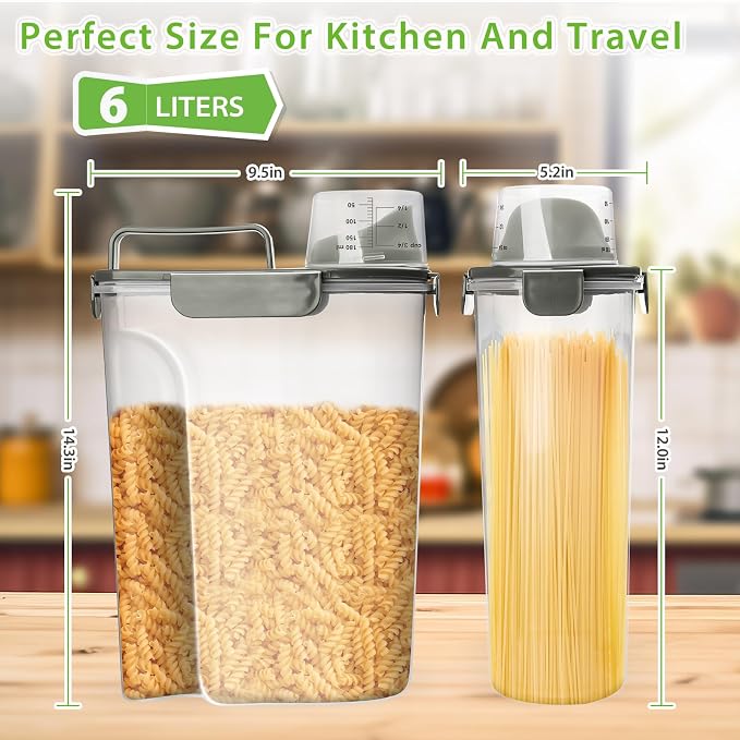 Viretec Rice Storage Container, 5 to 10lb Dry Food Airtight Dispenser, Pet Dog Cat Food Canister, BPA Free Clear Plastic Kitchen and Pantry Organization Bin for Oatmeal, Grain, Cereal, Pasta, Flour - Image 2