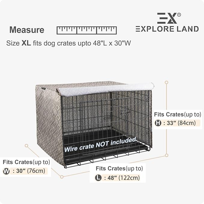 Explore Land Pattern Dog Crate Cover for 48 Inches Wire Cage, Heavy-Duty Polyester 1 2 3 Doors Standard Metal Pet Kennel Enclosure (Vintage Violet) - Image 2