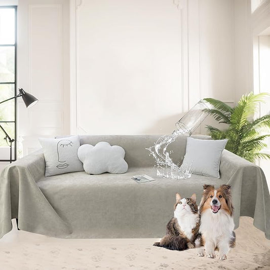 MINGPINHUIUS Sofa Cover Sectional Couch Covers: Modern Chenille Ultra Soft Couch Slipcover Blend Anti-Slip Breathable Couch Protector 100% Waterproof for Sectional Sofa (Khaki,71 × 134in) by MINGPINHUIUSFeatured