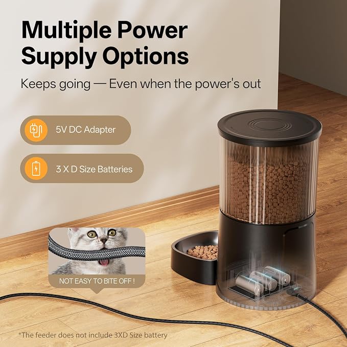 PETULTRA Automatic Cat Feeder WiFi- 5Ghz Cat Food Dispenser with APP Remote Control- Auto Pet Feeder for Small Dog Indoor- Easy to Set Up and Clean- Dual Power with Desiccant Bag& Stainless Steel - Image 5