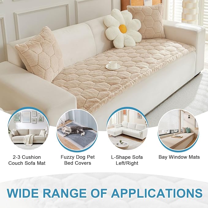 LiveGo Couch Cover for Dogs Washable, Sofa Cover Protector, Couch Covers for 3 Cushion Couch Sofa Pet Friendly, Soft, Non Slip (Light Camel, 90x160 cm / 35.4x63 in) - Image 5