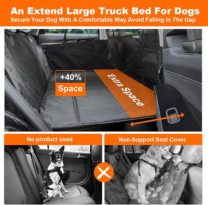 Vailge Dog Car Seat Cover for Trucks,Large Back Seat Extender for Dogs,Waterproof Non Inflatable Hard Bottom Dog Seat Cover for Trucks F150, RAM1500,Silverado,GMC Sierra - Image 2
