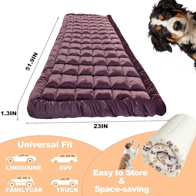 Dog Car Seat Cover for Back Seat, Purple Flannel Pet Bed Mat, Non-Slip Waterproof Bottom, Washable Dog Bed & Seat Protector for Cars SUVs Trucks, Fits Backseat Extenders, 59.1 x 23 Inches - Image 3