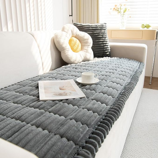 New Thick Sofa Covers Washable - Soft Corduroy Universal Sofa Cover 2 3 4 Seater, Non-Slip Couch Cover, Couch Seat Covers Sofa Slipcovers Furniture Protector for Living Room (Dark Grey, 70x180cm) by GKXLH
