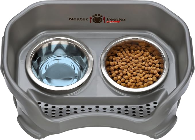 Neater Pet Brands Neater Feeder Deluxe Mess Proof Cat Bowls Elevated, Made in USA, No Spill Raised Bowls for Indoor Cats, Stainless Steel Food and Water Bowl Set, Pet Dish Feeding Station, Gunmetal - Image 9