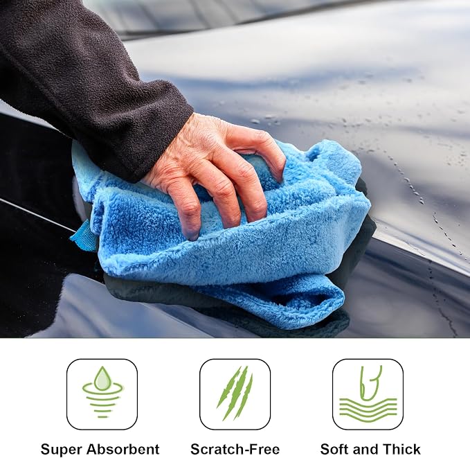 Shimeyao 30 Pcs 16 x 16 Inch Edgeless Microfiber Plush Towels for Cars Detailing Drying Wash Polishing Absorbent Cleaning Cloths, 500 GSM (Multicolor) - Image 4