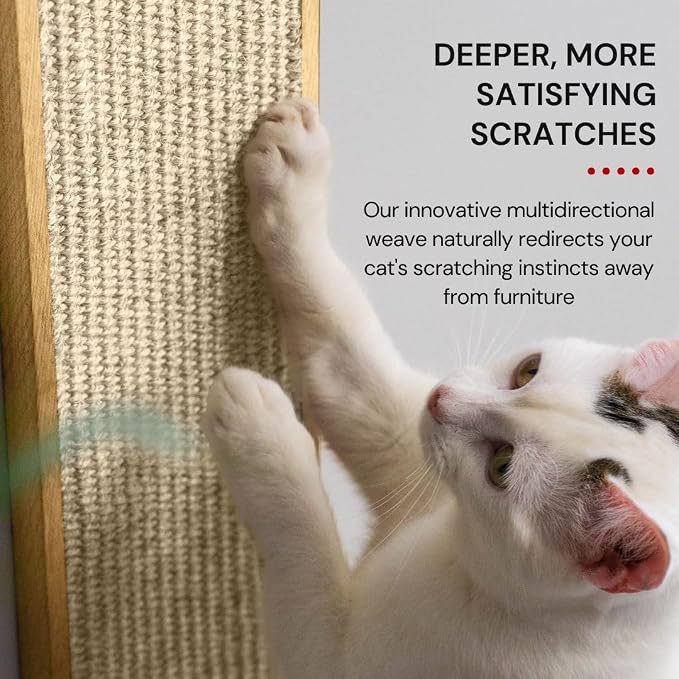 7 Ruby Road Cat Wall Scratcher, Indoor Sisal Scratch Pad Board | Aesthetic Cat Scratcher, Wall-Mount or Floor Use, Solid Rubberwood Frame, Helps Protect Furniture - Image 2
