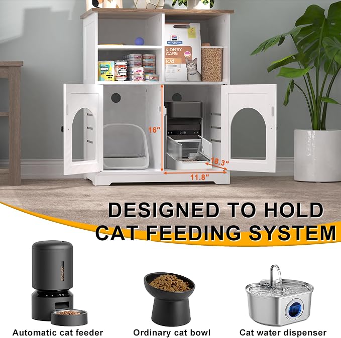 GDLF Cat Feeding Station, Cat Cabinet for Microchip Feeder with Dog-Proof Design, Specially Fits Surefeed & Automatic Pet Feeder for Multi-Pets Home - Image 4
