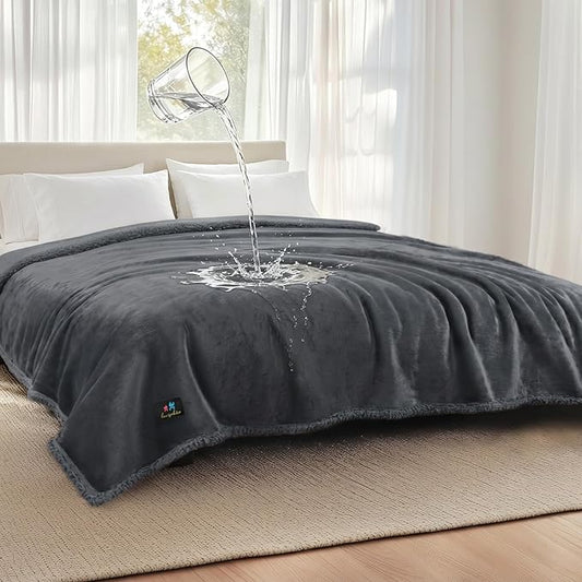 Luciphia Waterproof Pet Blankets, Liquid Pee Proof Dog Blanket for Sofa Bed Couch, Reversible Sherpa Fleece Furniture Protector Cover for Small Medium Large Dogs Cats, Dark Gray King Size（100" x 85"） by luciphia